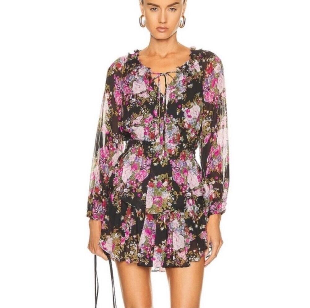 Love Shack Fancy Popover Floral Dress in Midnight Muse Women's Size XS